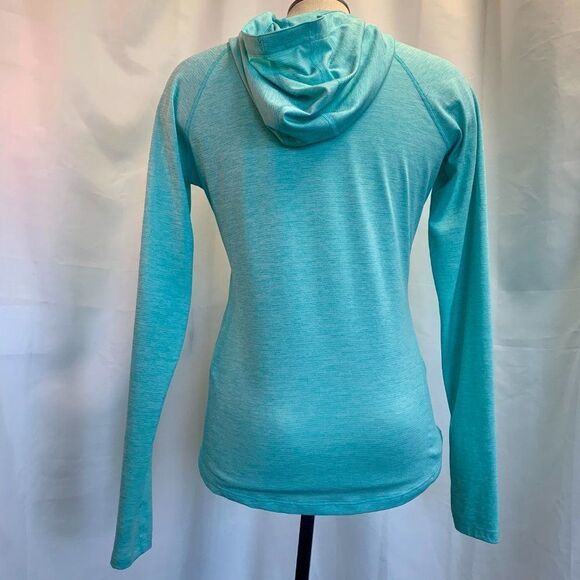 UNDER Armour blue long sleeve hooded top Sz S - Picture 2 of 6